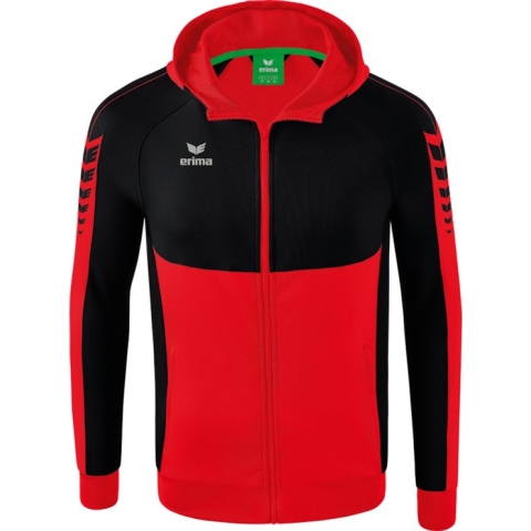 ERIMA Six Wings Trainingsjack Met Capuchon Zwart-Rood Maat 2XL