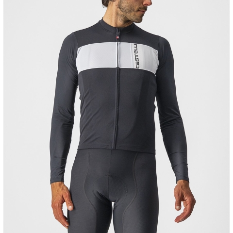 Castelli Fietsshirt Lange Mouwen Heren Zwart Wit - PROLOGO 7 LONG SLEEVE JERSEY LIGHT BLACK SILVER GRAY IVORY-S