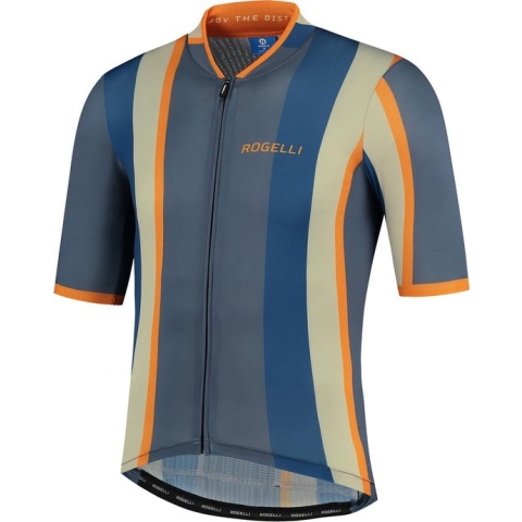 Rogelli Wielershirt KM Vintage Grijs/Blauw/Oranje Oranje - Maat M