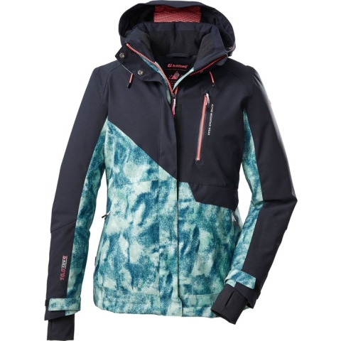 Killtec dames ski-jas - Ski jas dames 38625 - navy/groen gemeleerd - maat 36