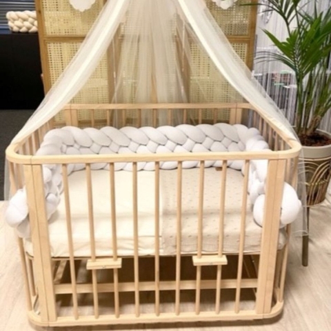 Bedbumper BabyRace - bedomrander vlecht vorm - Wit