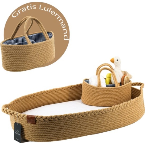 Muuzey Verschoonmand incl. luiermand - Mozesmand - Verschoonmand XL - Incl. Extra comfortabel Matras en Matrashoes - Aankleedkussen - Luxe Verschoonmand - Verschoonkussen - Changing Basket - Handgemaakt