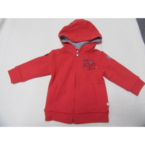 noukie's , unie , gilet met kap en rits , rood , 1 jaar 12 maand  , 80