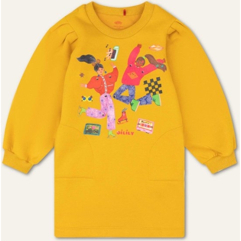 Donna sweat dress 46 Gold glitter sweat with artwork Yellow: 122/7yr