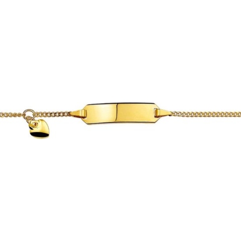 The Jewelry Collection Graveerarmband - Hart Gourmet Plaat 5,0 mm - Geelgoud (14 Krt.)