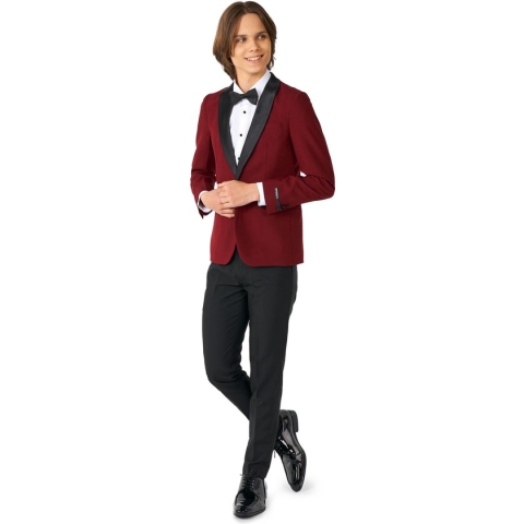 OppoSuits Hot Burgundy - Tiener Tuxedo Smoking - Chique Outfit - Rood - Maat 12 Jaar
