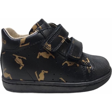 Falcotto velcro's bumper gouden konijn lederen sneakers Star zwart mt 19