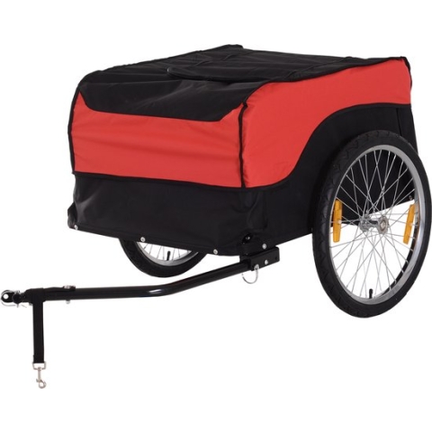 HOMCOM 20 inch aanhangwagen transportaanhanger fietsaanhanger rood / zwart JL-8QKU-WKR2