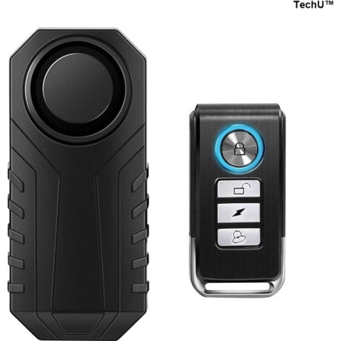 TechU™ Draadloos Fietsalarm – Alarm tegen Dieven – Anti-Dieven Trilling Detector – Waterdicht – Bereik tot 20 Meter – Werkt via USB