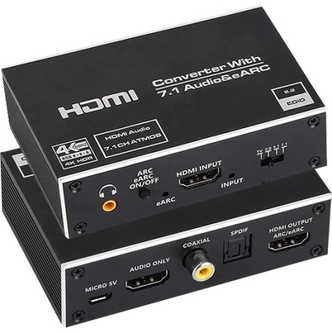 NÖRDIC SGM-200 HDMI naar HDMI audio extractor - 4K60Hz - Optical Toslink, Coax, 3.5mm output - Zwart