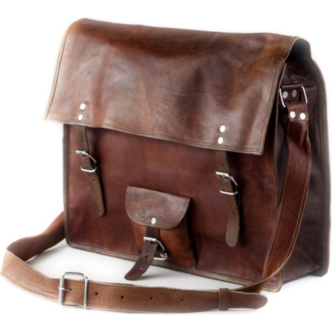 Schoudertas  - Laptoptas 17.4 ‘’ Bruin Leer – Tas van ECHTE LEDER – Messengertas  A4 - Toledo SQ17