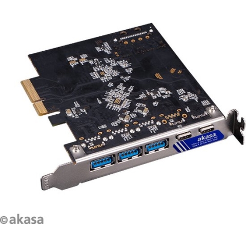 Akasa 10Gbps USB 3.2 Gen 2 Type-C and Type-A to PCIe Host Card (3 x A + 2 x C)