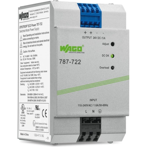 WAGO EPSITRON® ECO POWER 787-722 DIN-rail netvoeding 24 V/DC 5 A 120 W Aantal uitgangen: 1 x Inhoud: 1 stuk(s)