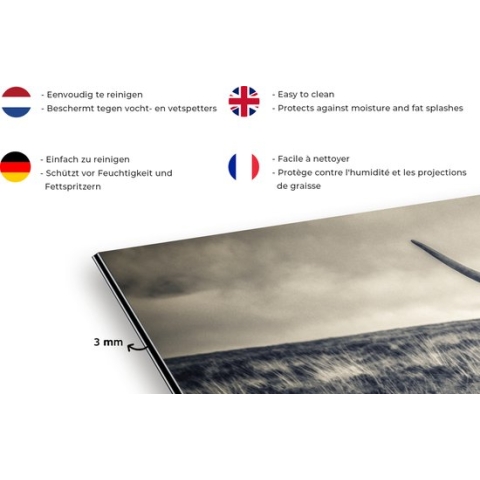 Spatscherm Keuken - Kookplaat Achterwand - Spatwand Fornuis - 120x80 cm - Schotse hooglander - Dieren - Wolken - Koe - Natuur - Aluminium - Wanddecoratie - Muurbeschermer - Hittebestendig
