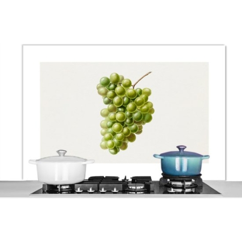 Spatscherm Keuken - Kookplaat Achterwand - Spatwand Fornuis - 120x80 cm - Eten - Druiven - Fruit - Aluminium - Wanddecoratie - Muurbeschermer - Hittebestendig