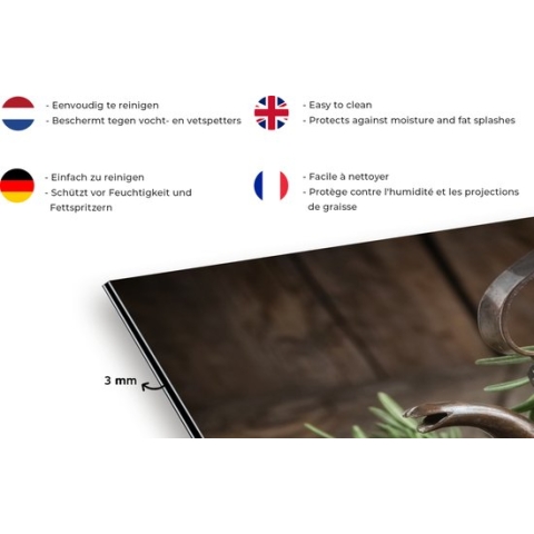 Spatscherm Keuken - Kookplaat Achterwand - Spatwand Fornuis - 120x80 cm - Thee - Theepot - Kruiden - Aluminium - Wanddecoratie - Muurbeschermer - Hittebestendig