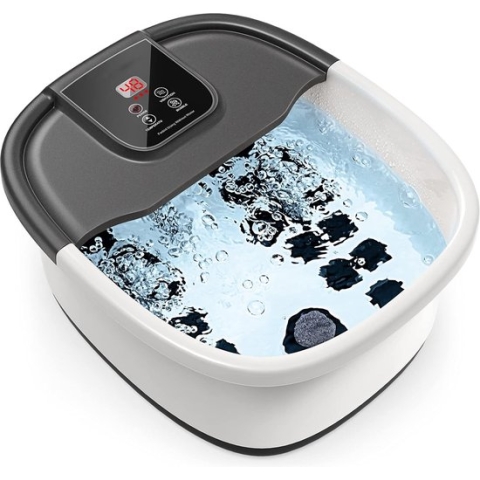 Elektrische Voetenbad met Massage met Verwarmingsfunctie -Met Bubbels -Met Massagerollers -Pedicure -Voetenbaden -Voetbad Tot 48° -Wit met Zwart