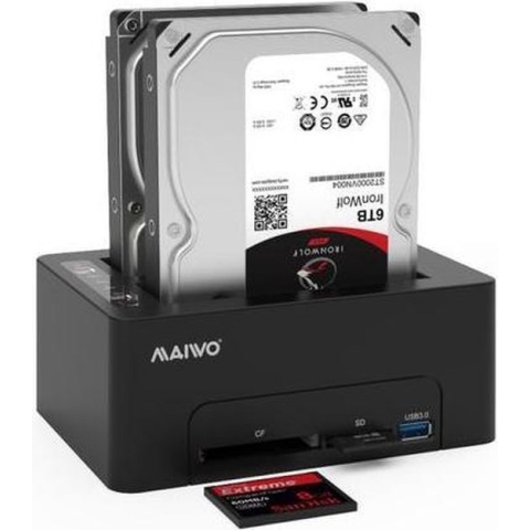 Maiwo K3082CR Dockingstation - USB C 3.1 - 2,5 ", 3,5" SATA HDD SDD - SATAIII 6 Gbps - tot 14 TB - Zwart