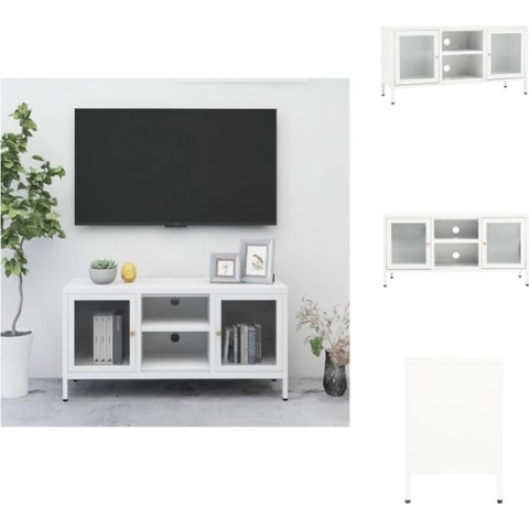 vidaXL televisiekast - wit - 105 x 35 x 52 cm - stalen constructie - Kast