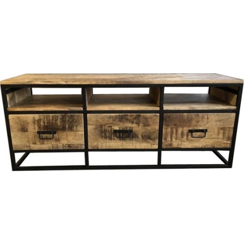 TV Meubel van Mangohout - TV Meubel - TV Kast - Sideboard - Mangohout - Dressoir - Zijtafel - Kast - Industriële Kast - Dressoir van Mangohout - Industrieel - Industrieel Dressoir - Luxe - Premium - Robuuste Kast - Landelijk - 140 cm