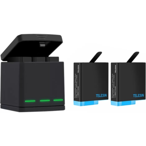 Telesin 3-slots opladerdoos voor GoPro Hero 8 + 2 batterijen (GP-BNC-801)