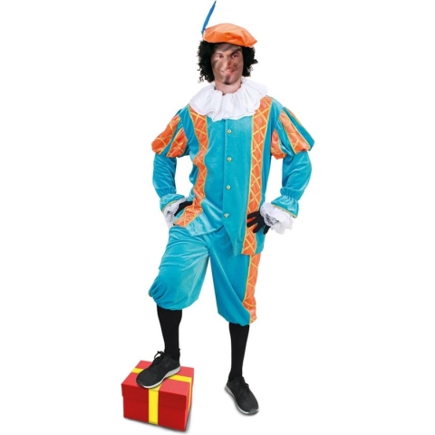 Piet Kostuum | Assistent Van Sinterklaas Piet Turqouise Oranje Kostuum | XXL | Sinterklaas | Verkleedkleding