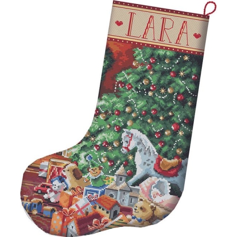 Borduurpakket kerstsok kerst speelgoed Letistitch  L8010