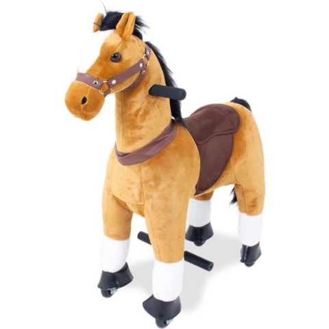 Kijana Rijdend Speelgoed Paard - Hobbelpaard - 74 x 29 x 79 cm - 3-6 Jaar - Inclusief Inline Skate Wieltjes - Bruin