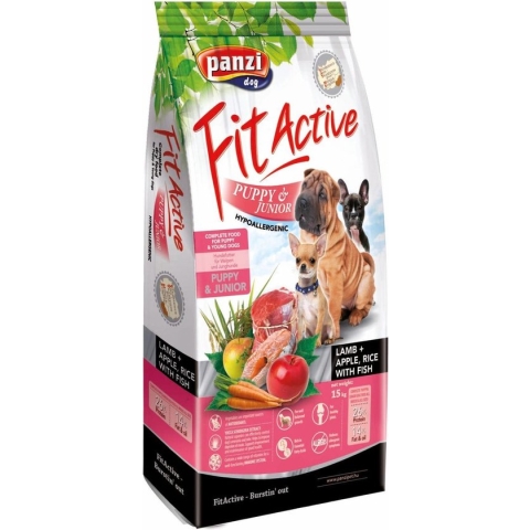 Fit Active Puppy/junior - Hypoallergeen hondenvoer - Hondenbrokken voor pups en jonge honden tot 1 jaar - Geschikt voor alle rassen - 15kg