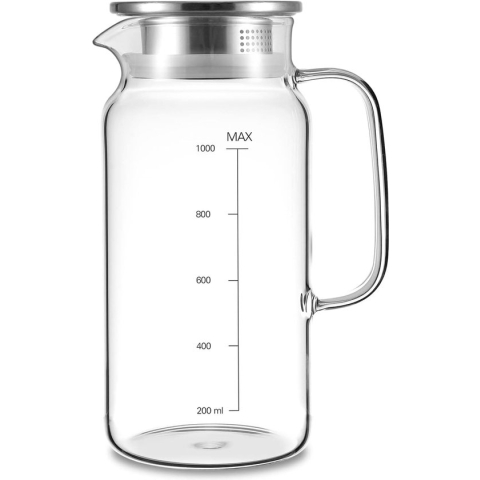 Seal Glass Pitcher met deksel, ideaal voor zelfgemaakt sap en koude thee of voor glazen melkflessen (groot)