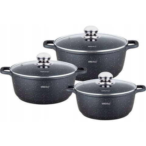 Kinghoff 1606 - Braadpannen set - 6 delig - marmeren coating