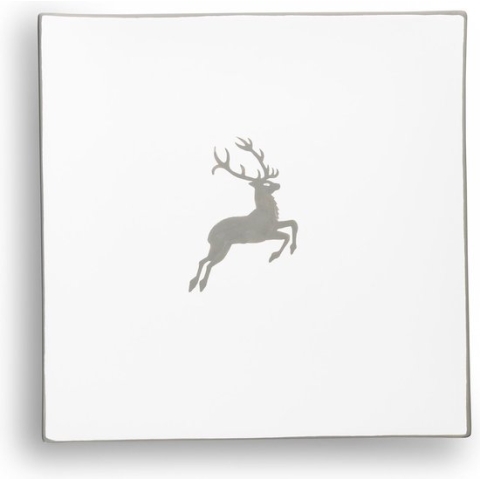 Kerst - Handgemaakt Vierkant bord schaal 26 x 26 cm - Grijs hert - Hirsch