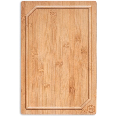 Robuuste bamboe plank 30,5 x 20,5 x 1,5 cm CHOPPY de duurzame snijplank met sapgoot voor brood, fruit, vlees en groenten. Houten plank van bamboe voor dagelijks gebruik.