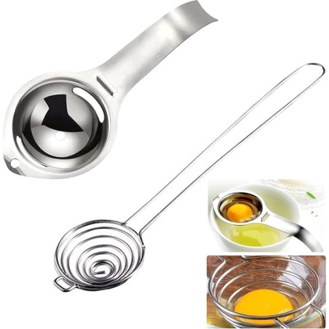 Egg Separator Stainless Steel Egg Separator Egg Separator Made of 304 Stainless Steel Protein Separator Stainless Steel Egg Yolk Separator Egg Separator for Kitchen Aid Separator Baking Tool Pack of 2