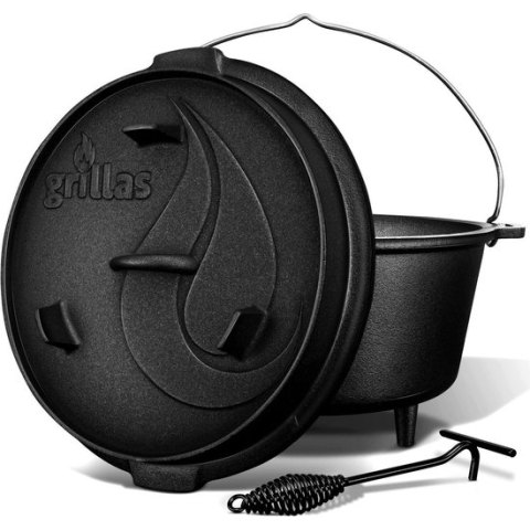 Grillas- Dutch Oven, 7.3L, BBQ pan, gietijzer, met pootjes