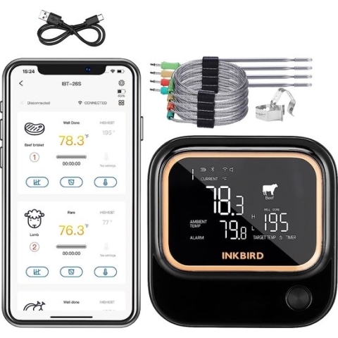 Inkbird IBT-26S Bluetooth Wi-Fi Slimme BBQ Vleesthermometer