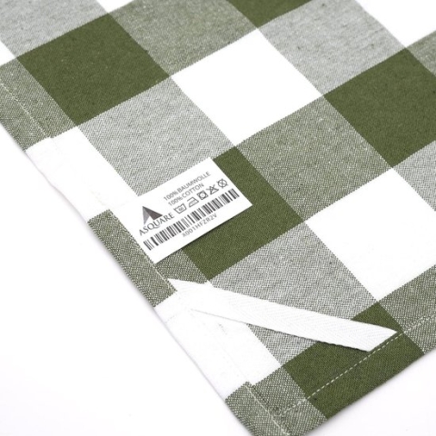 Set van 4 theedoeken, katoen, 50 x 70 cm, groen-wit geruite theedoeken, keukenhanddoeken om af te drogen, 220 g/m² keukendoeken