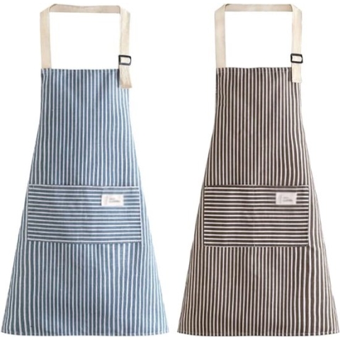 Set van 2 kookschorten, keukenschort, waterdicht schort met 2 zakken, barbecueschort, heren dames keukenschort, voor keuken, restaurant, bakschort