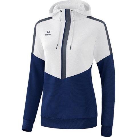 Erima Squad Sweatshirt Met Capuchon Dames - Wit / New Navy / Slate Grey | Maat: 36