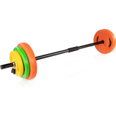 Tunturi Aerobic Pump Gewichtenset 20kg - Halterset met 6 schijven - Incl. halterstang - Met schuimrubberen beschermlaag - Incl. gratis fitnessapp