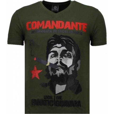 Che Guevara Comandante - Rhinestone T-shirt - Groen