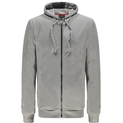 Re-Born Hoodie Trui Met Rits Lange Mouw Heren - Grijs - Maat M