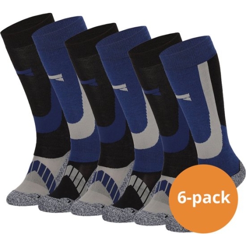 Xtreme Skisokken - 6 paar unisex skikousen kniehoogte - Multi Blue - Maat 45/47