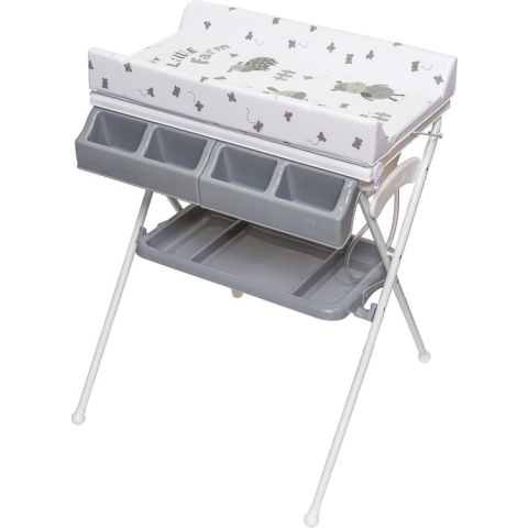 ib style® KOA Bad-/Wickelkombinatie - Multifunctioneel - Ingebouwd bad - Opvouwbaar - Opbergruimte - Zacht kussen - Compact - Hygiënisch - MY LITTLE FARM