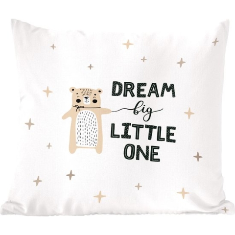 Sierkussens - Kussentjes Woonkamer - 60x60 cm - Quotes - Spreuken - Baby - Dream big little one - Kids - Kinderen