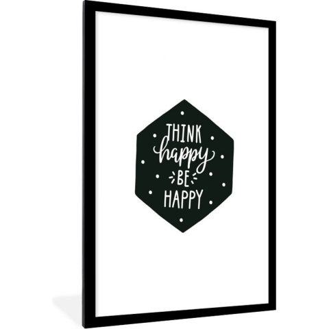 Fotolijst incl. Poster - Quote - Happy - Kind - Jongens - Meisjes - Baby - Kinderen - 60x90 cm - Posterlijst