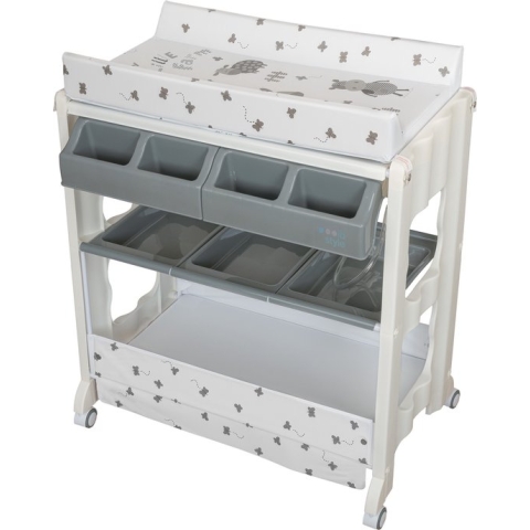 ib style® ISA Bad-/Wickelkombinatie - Multifunctioneel - Ingebouwd bad - Oprolbaar - Opbergruimte - Zacht kussen - Compact - Hygiënisch - MY LITTLE FARM