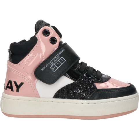Replay Cobra Basket Veterboot - Meisjes - Zwart/roze - Maat 26