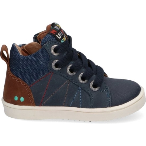 Bunnies JR Pol Pit Jongens Hoge Sneakers - Blauw - Leer - Veters