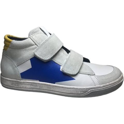 Naturino Ethan - mt 38 - velcro's blauwe ster hoge lederen sneakers - wit blauw